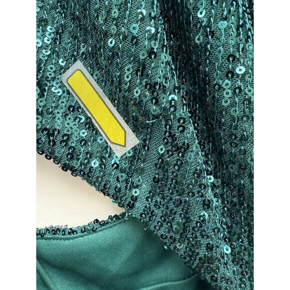 Mac Duggal Size 6 Green 26730 Sequined One Shoulder Cut Out Formal Gown Dress - Picture 12 of 16